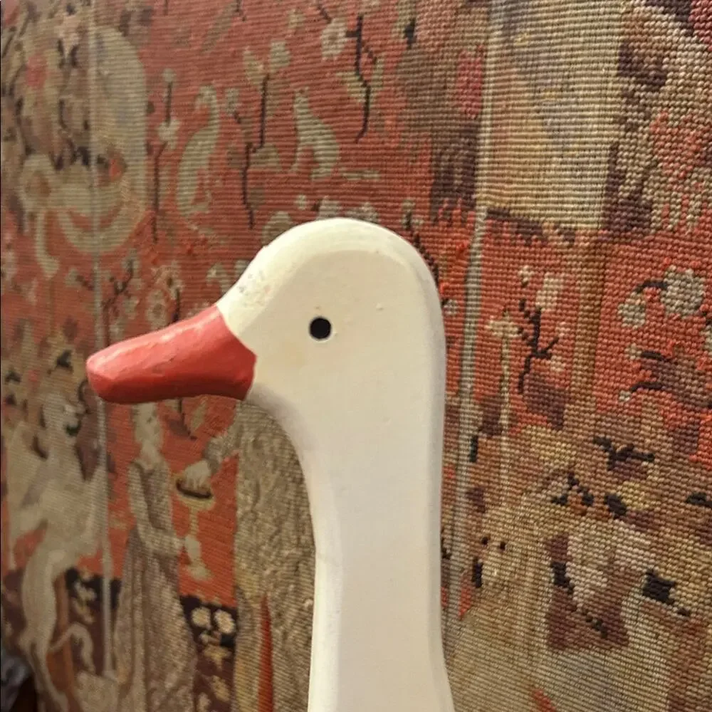 Vintage Handcrafted Wooden Duck Figurine Mounted on a Wooden Box